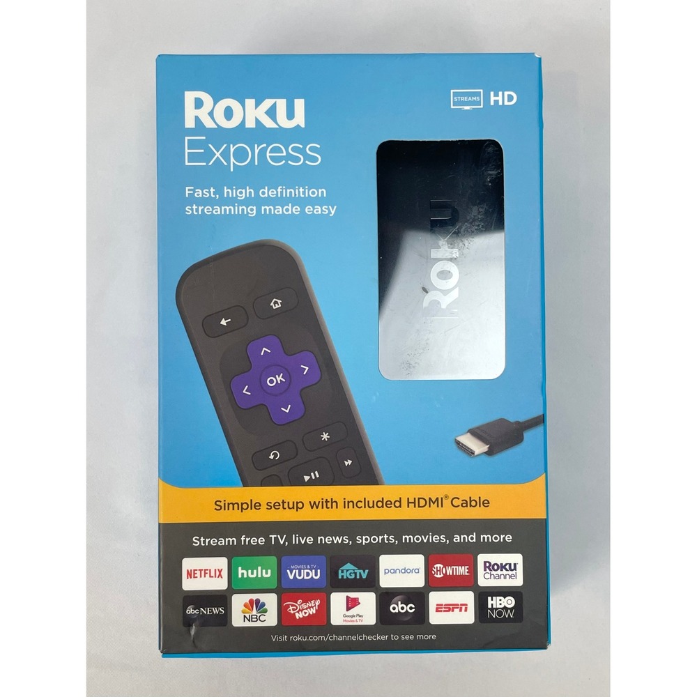 Roku Express 1080p HD Streaming Media Player Remote Black Sealed 3930RW